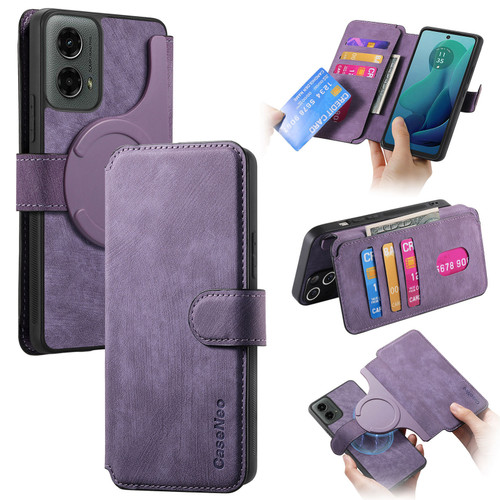 Moto G 5G 2024 CaseNeo MagSafe RFID Anti-theft Retro Leather Phone Case - Purple